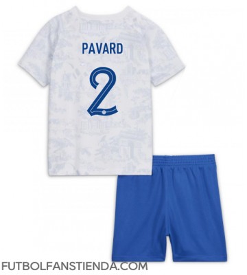 Francia Benjamin Pavard #2 Segunda Equipación Niños Mundial 2022 Manga Corta (+ Pantalones cortos)